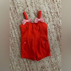 Janie and Jack Red Romper with Bows size 2